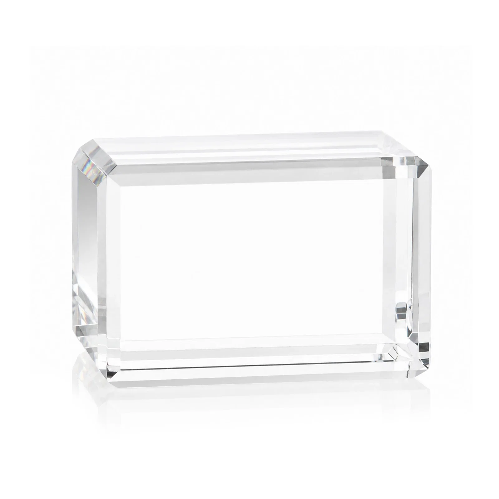 Branded Horizontal Crystal Cube Award, 1.5"-3.5" in 6 Sizes, client appreciation gift for employee recognition
