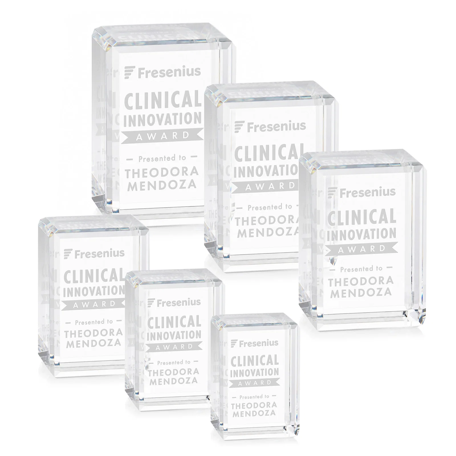 Custom Vertical Crystal Cube Award, 1.5"-3.5" in 6 Sizes, client appreciation gift for employee recognition