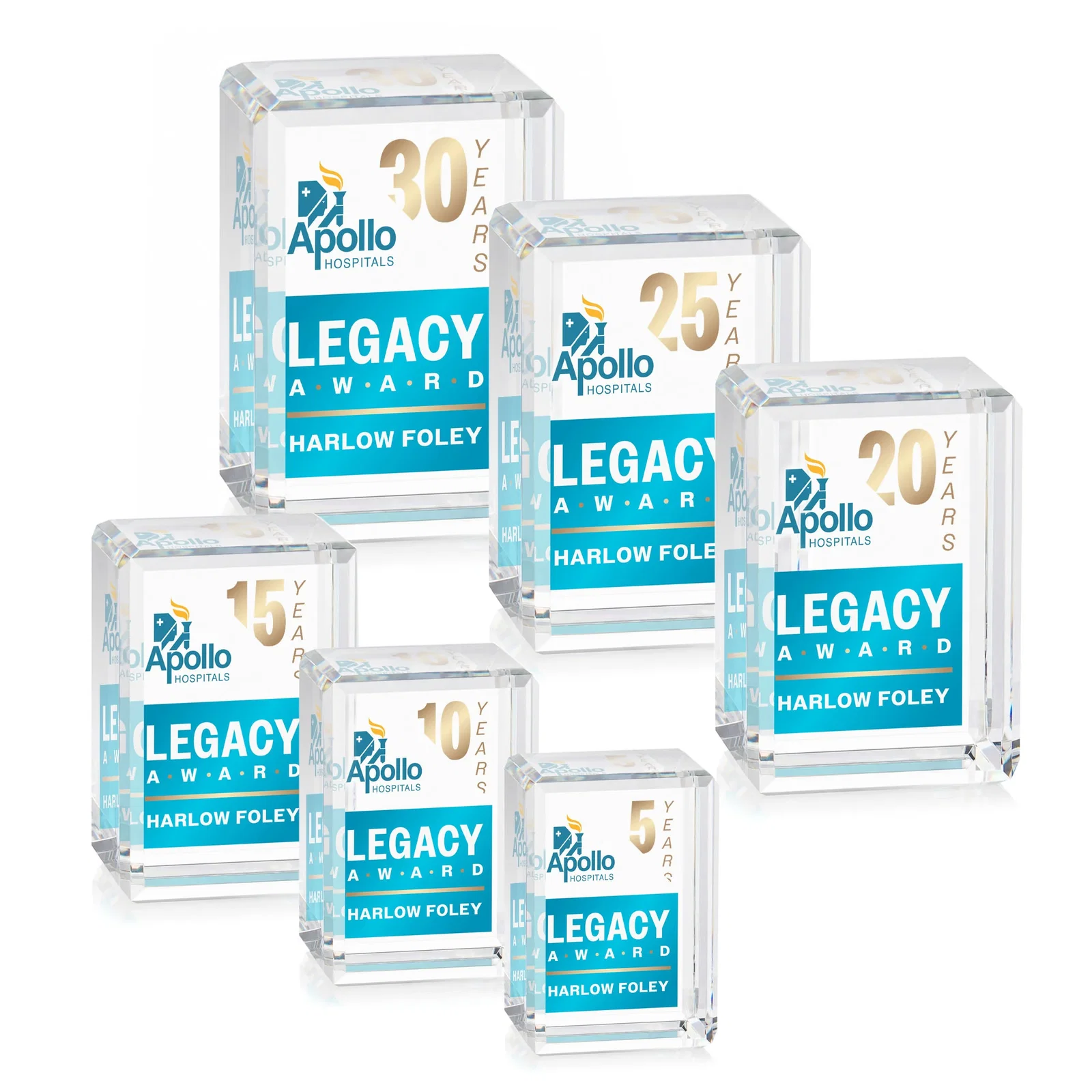 Custom Vertical Crystal Cube Award, 1.5"-3.5" in 6 Sizes, client appreciation gift for volunteer appreciation