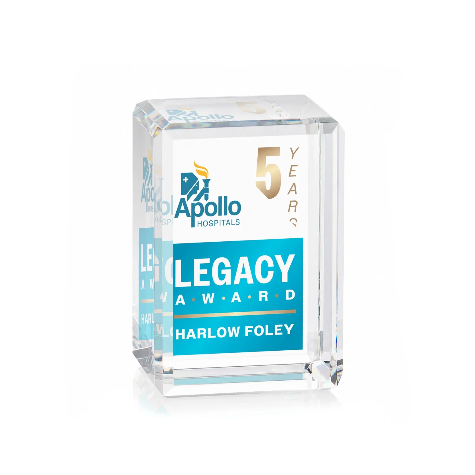 Custom Vertical Crystal Cube Award, 1.5"-3.5" in 6 Sizes, client appreciation gift for dealer and partner awards