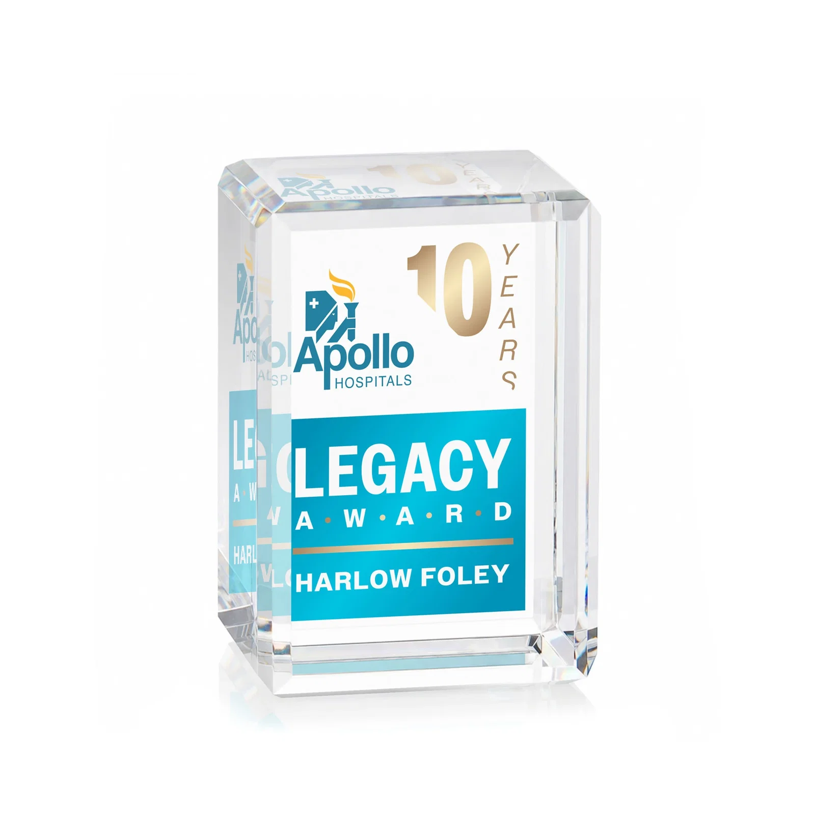 Custom Vertical Crystal Cube Award, 1.5"-3.5" in 6 Sizes, client appreciation gift for company anniversary events