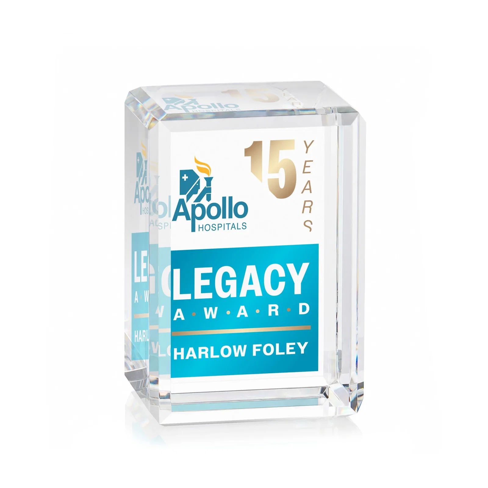 Personalized Vertical Crystal Cube Award, 1.5"-3.5" in 6 Sizes, client appreciation gift for employee recognition