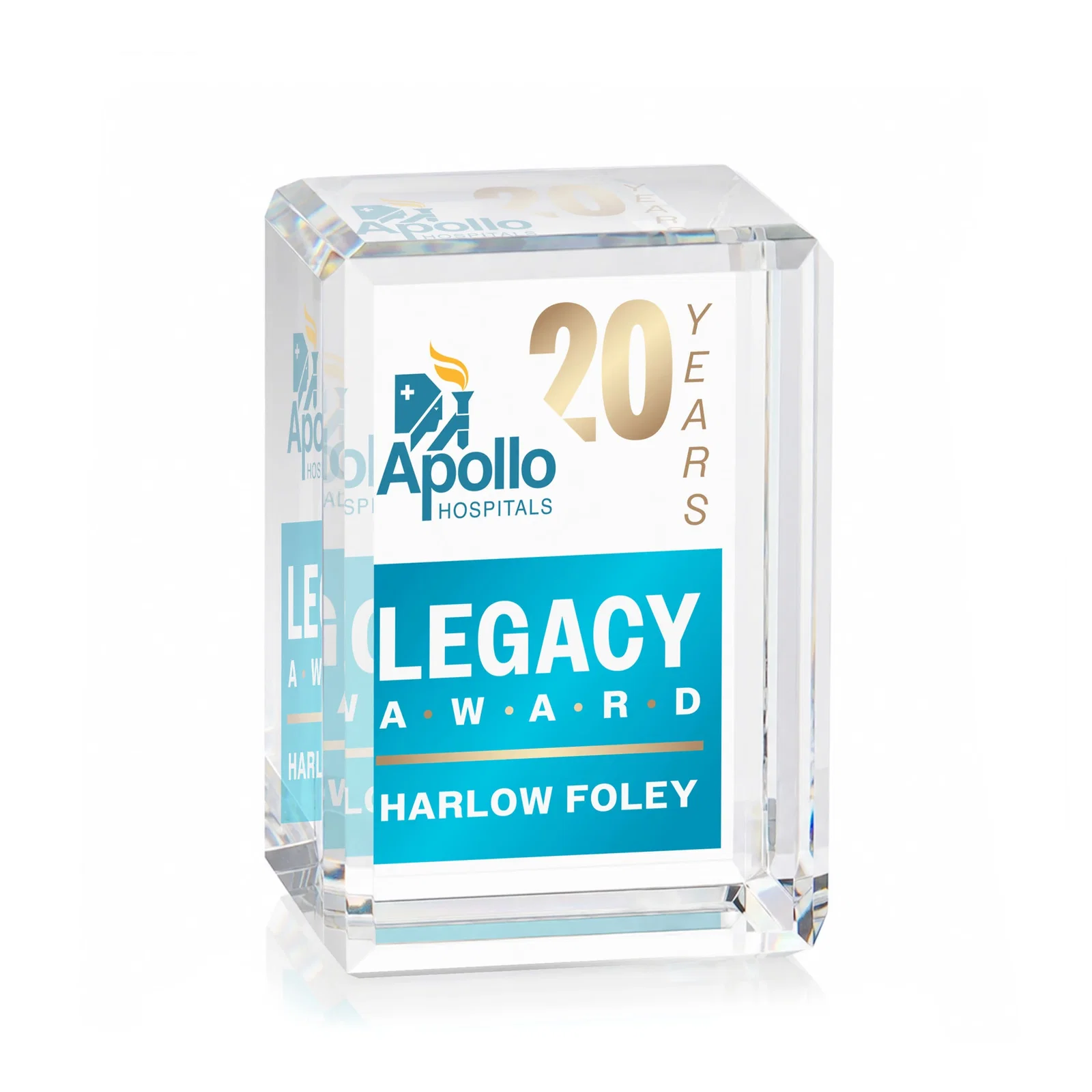 Personalized Vertical Crystal Cube Award, 1.5"-3.5" in 6 Sizes, client appreciation gift for corporate award ceremonies