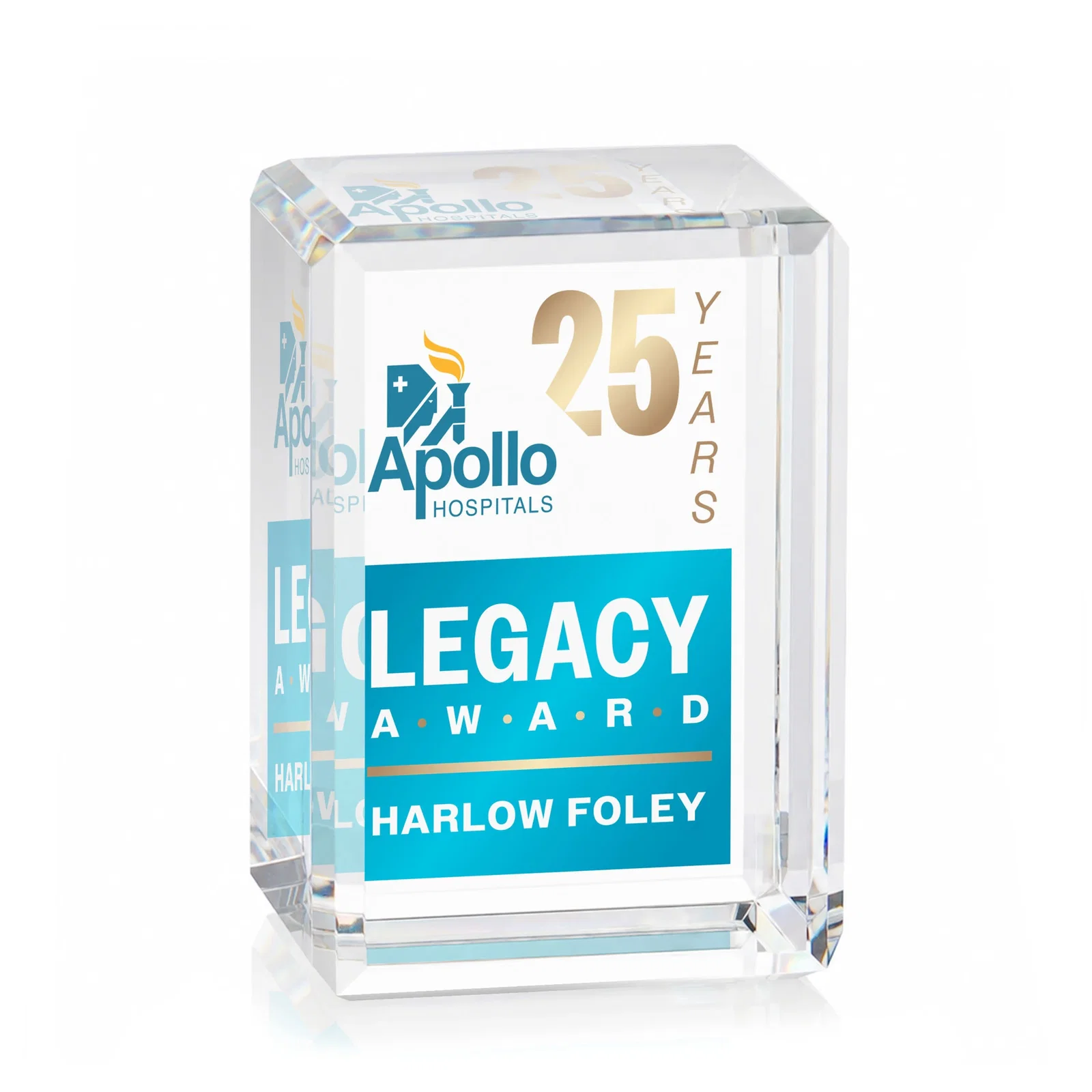 Personalized Vertical Crystal Cube Award, 1.5"-3.5" in 6 Sizes, client appreciation gift for service anniversary gifts