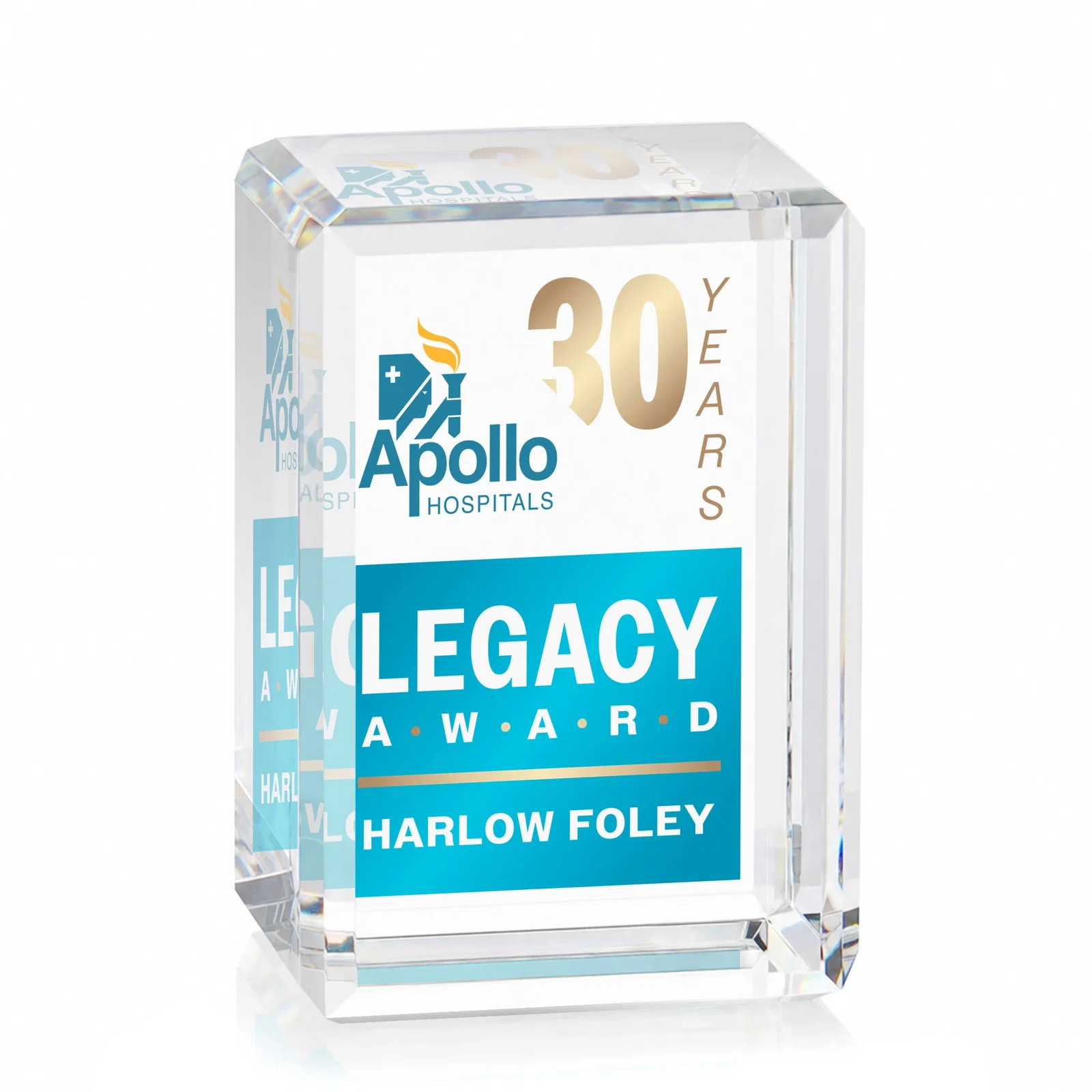 Personalized Vertical Crystal Cube Award, 1.5"-3.5" in 6 Sizes, client appreciation gift for sales achievement awards