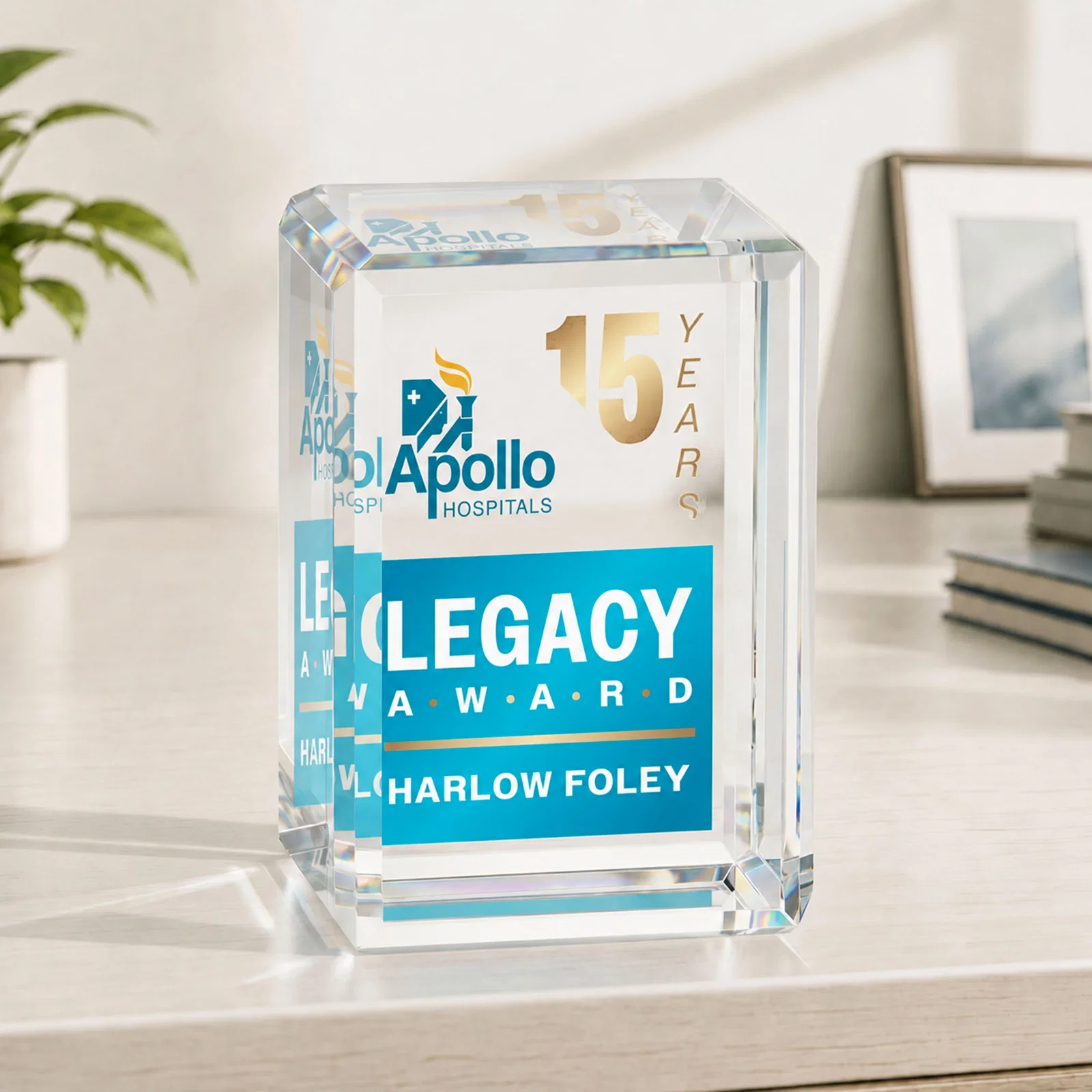 Personalized Vertical Crystal Cube Award, 1.5"-3.5" in 6 Sizes, client appreciation gift for retirement presentations