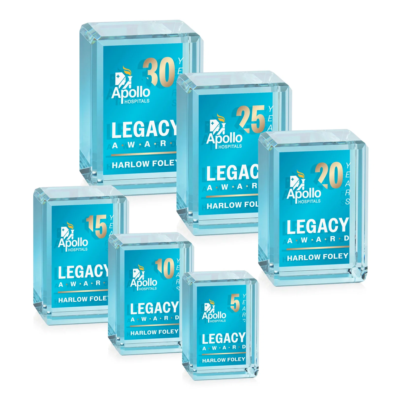 Personalized Vertical Crystal Cube Award, 1.5"-3.5" in 6 Sizes, client appreciation gift for team milestone celebrations