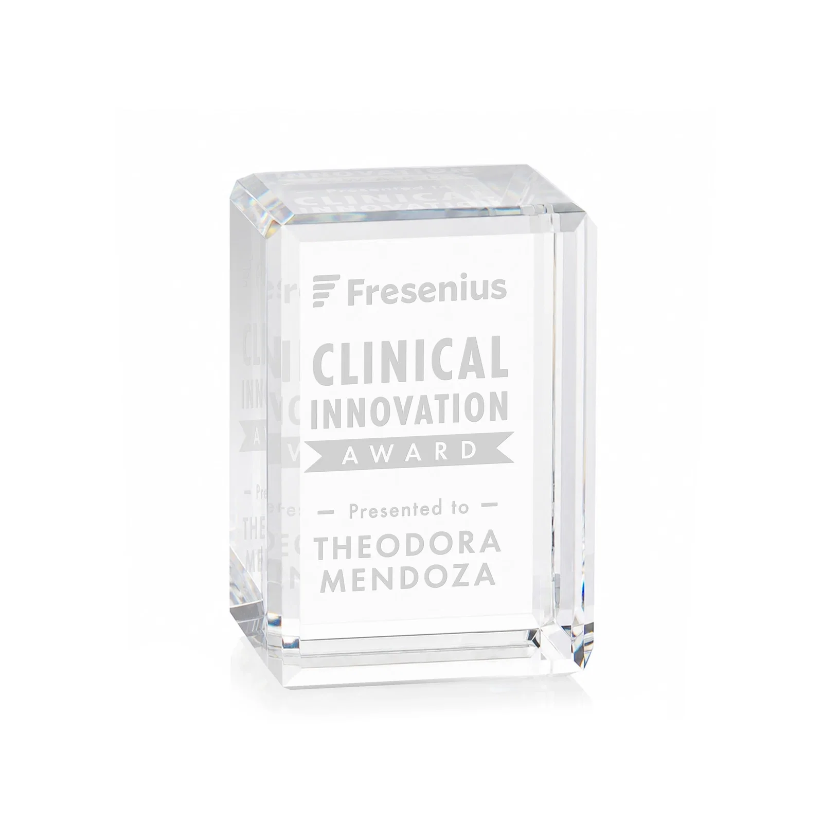 Custom Vertical Crystal Cube Award, 1.5"-3.5" in 6 Sizes, client appreciation gift for corporate award ceremonies