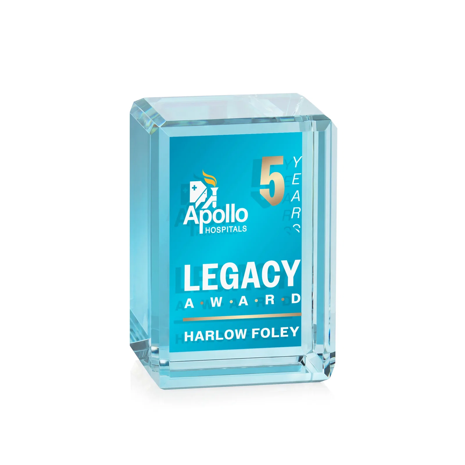 Personalized Vertical Crystal Cube Award, 1.5"-3.5" in 6 Sizes, client appreciation gift for donor appreciation