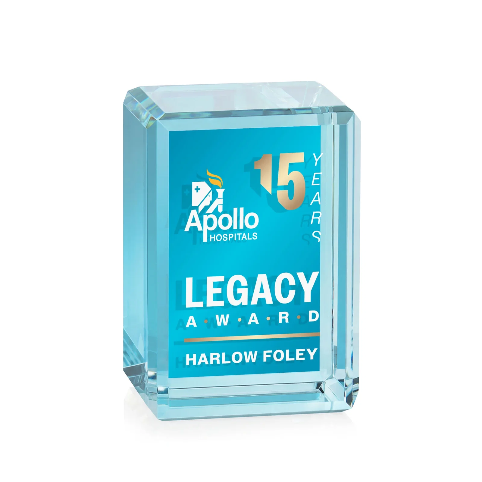 Personalized Vertical Crystal Cube Award, 1.5"-3.5" in 6 Sizes, client appreciation gift for safety achievement programs