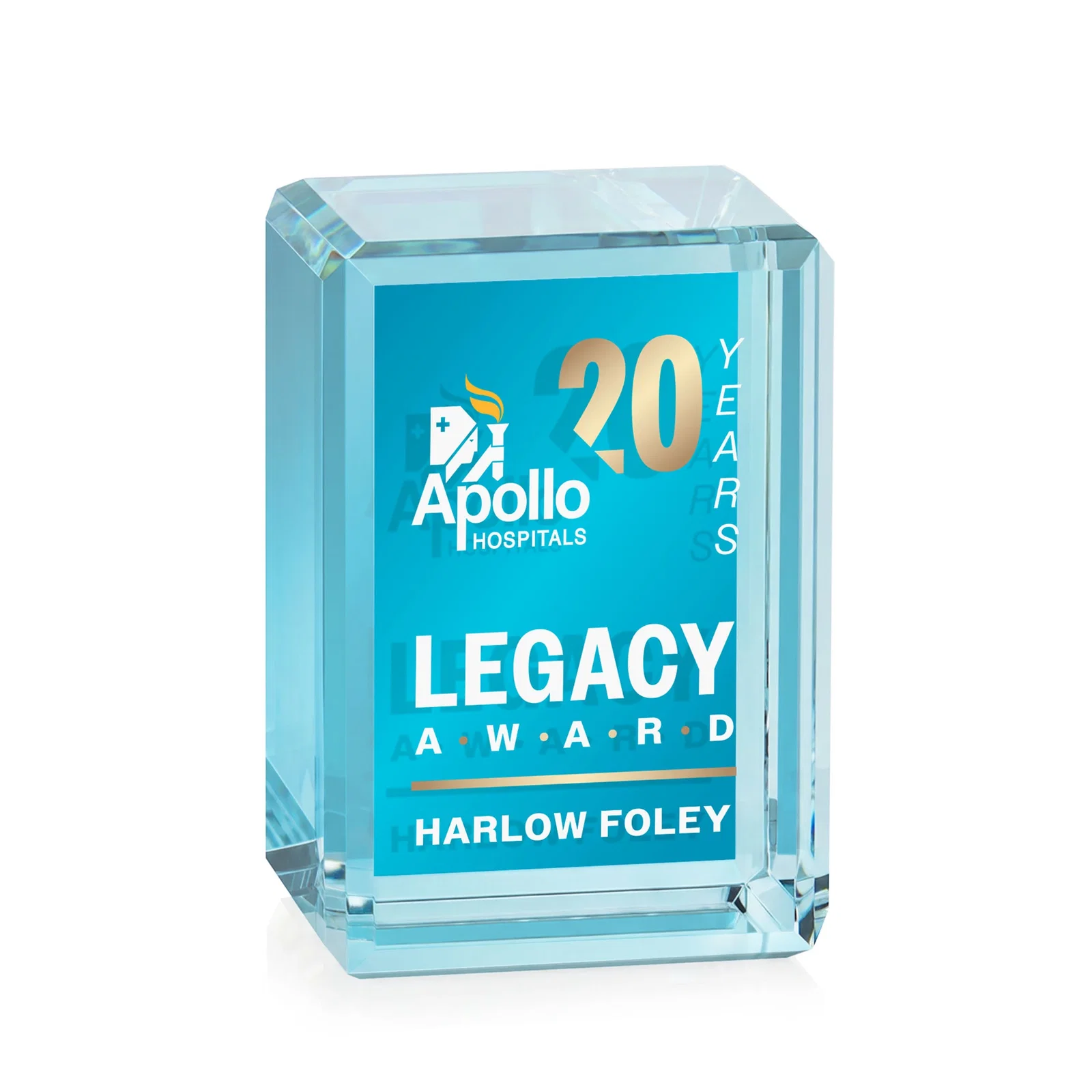 Personalized Vertical Crystal Cube Award, 1.5"-3.5" in 6 Sizes, client appreciation gift for volunteer appreciation