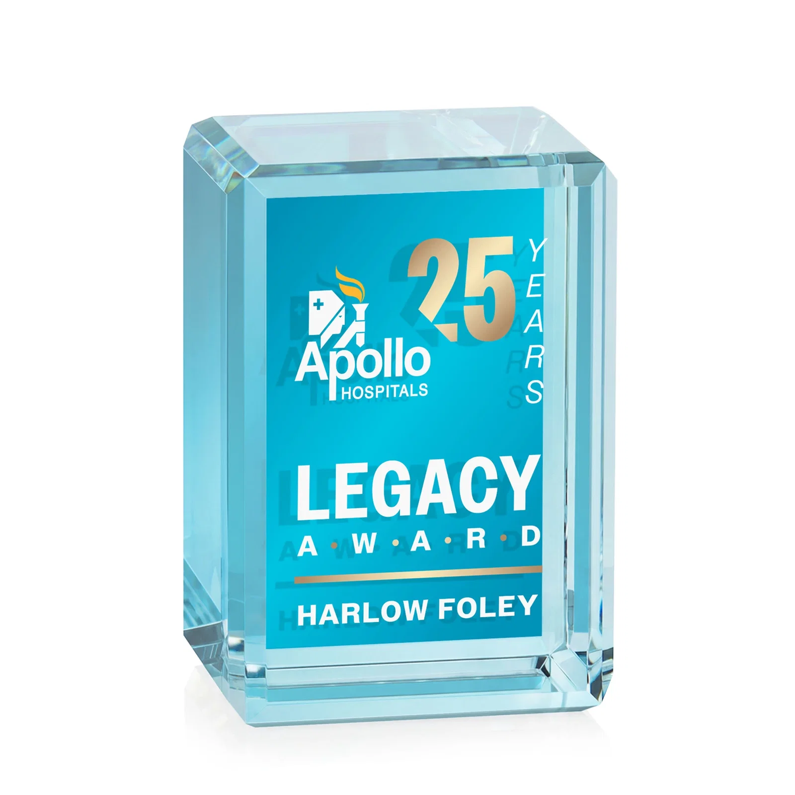 Personalized Vertical Crystal Cube Award, 1.5"-3.5" in 6 Sizes, client appreciation gift for dealer and partner awards