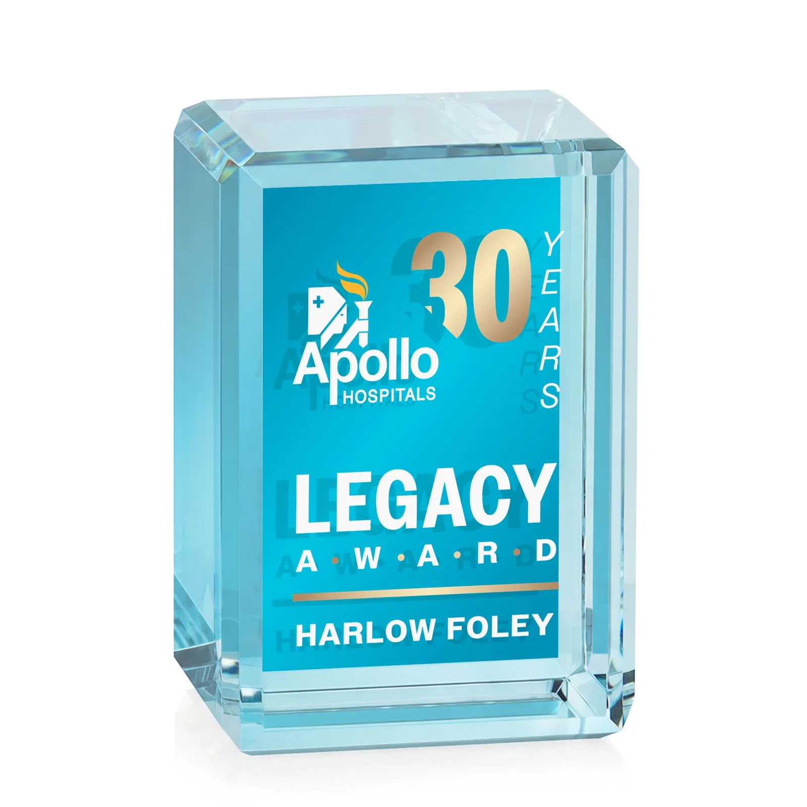 Personalized Vertical Crystal Cube Award, 1.5"-3.5" in 6 Sizes, client appreciation gift for company anniversary events