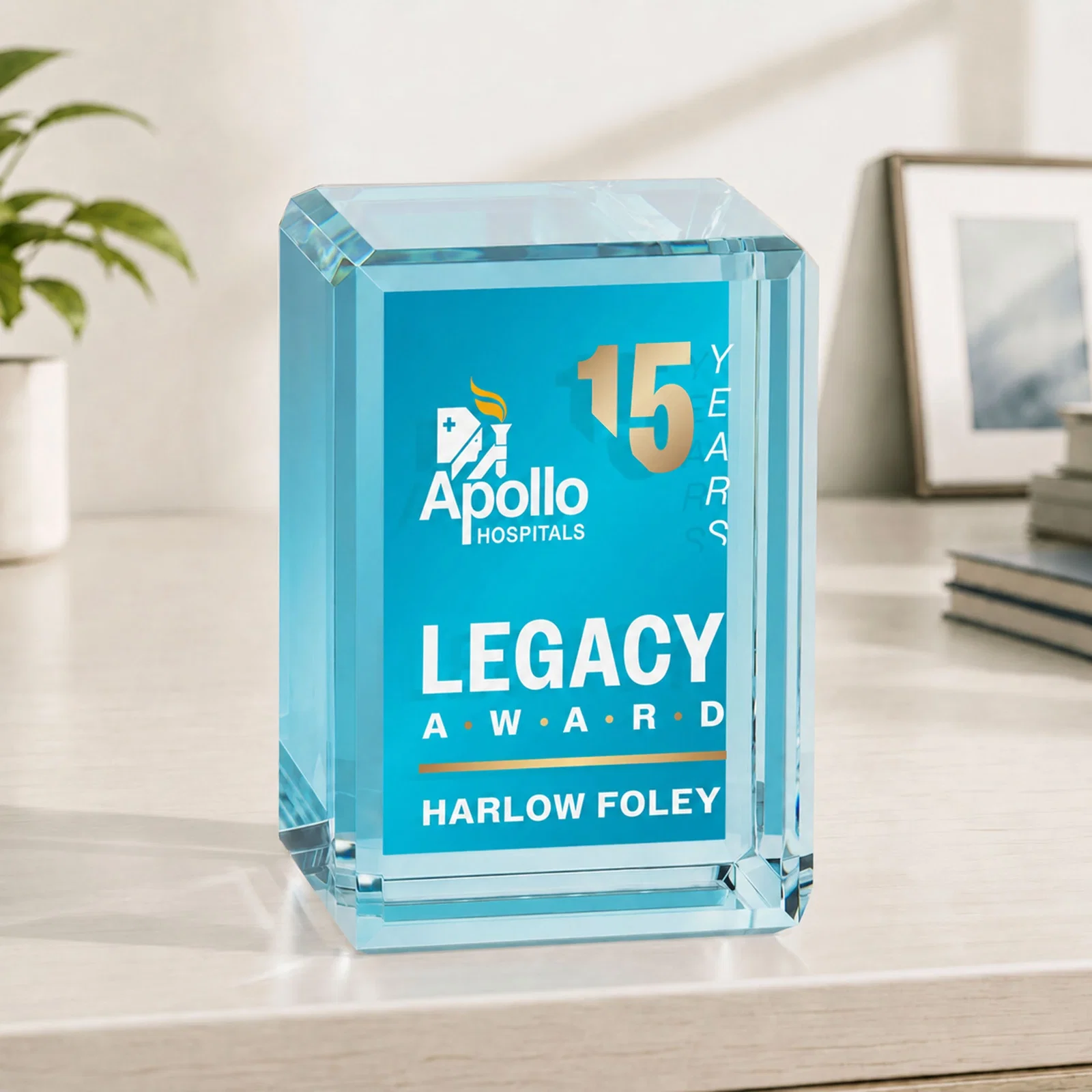 Promotional Vertical Crystal Cube Award, 1.5"-3.5" in 6 Sizes, client appreciation gift for employee recognition