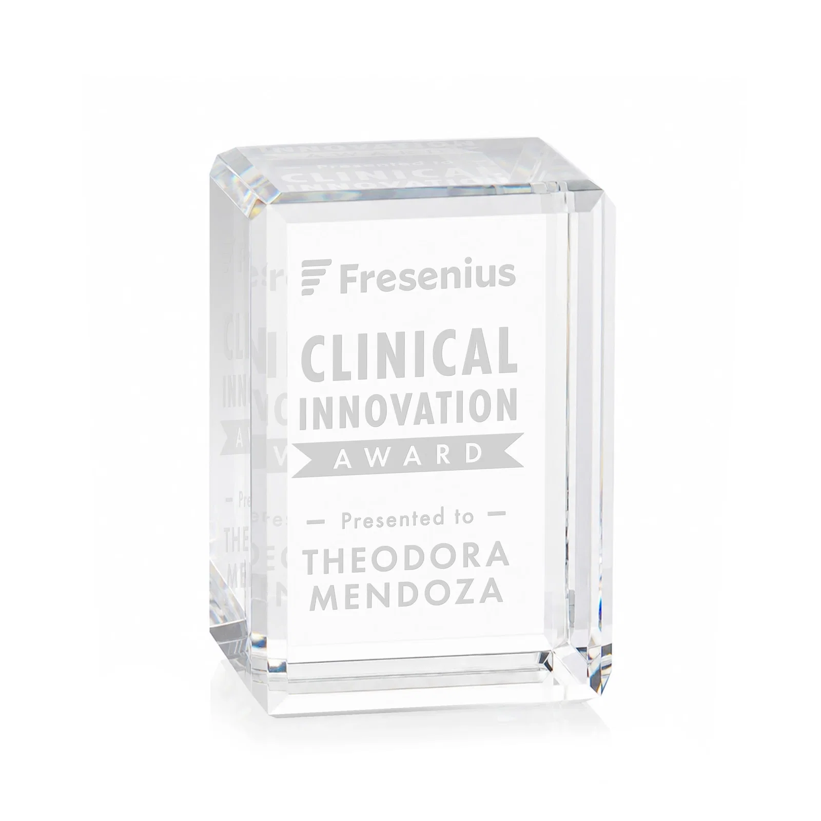 Custom Vertical Crystal Cube Award, 1.5"-3.5" in 6 Sizes, client appreciation gift for sales achievement awards