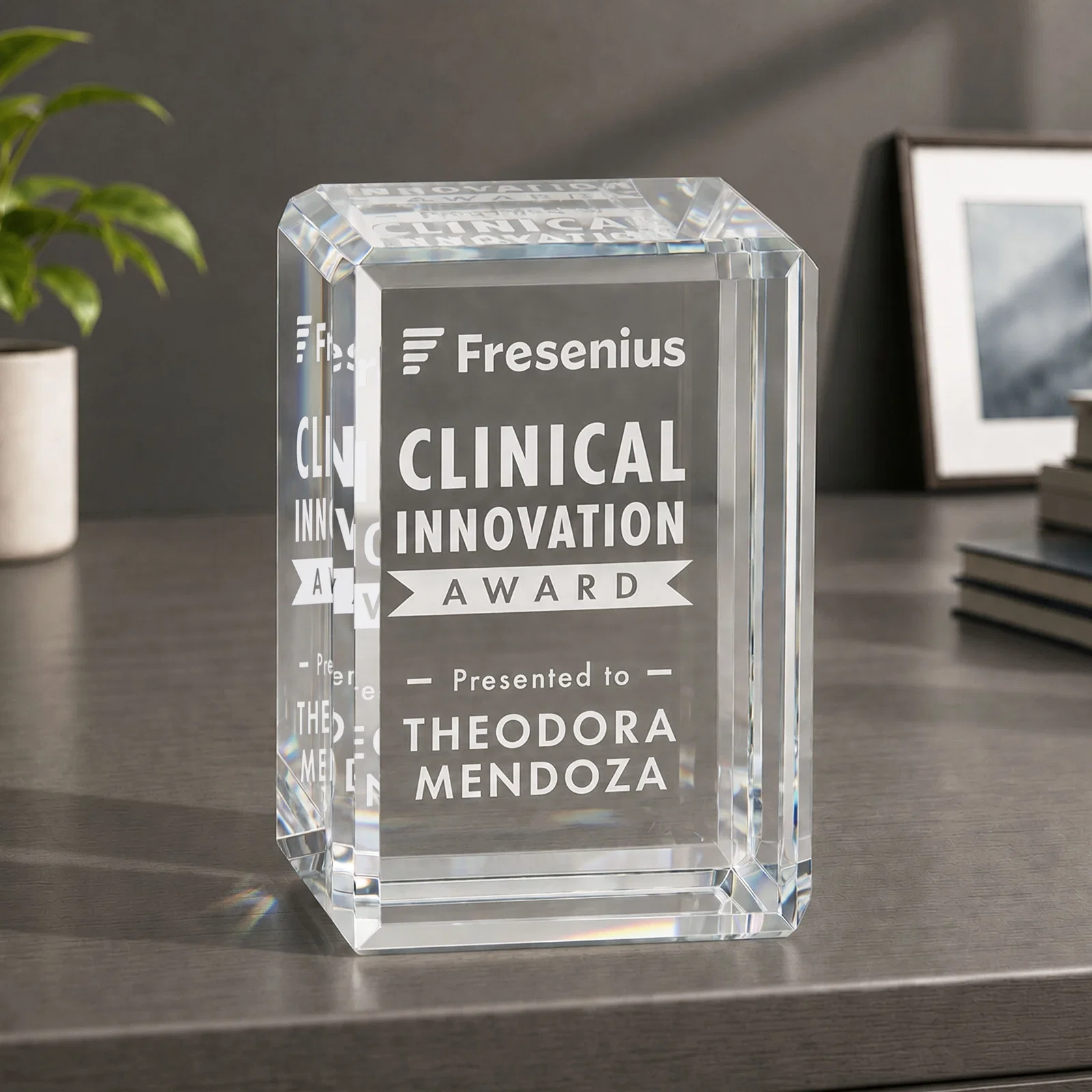 Custom Vertical Crystal Cube Award, 1.5"-3.5" in 6 Sizes, client appreciation gift for safety achievement programs
