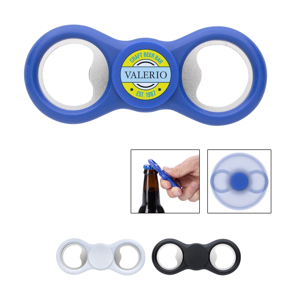 Bottle opener with a built-in fidget spinner in the middle