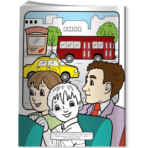 Inside transit-themed coloring pages of the Fun With Public Transportation book