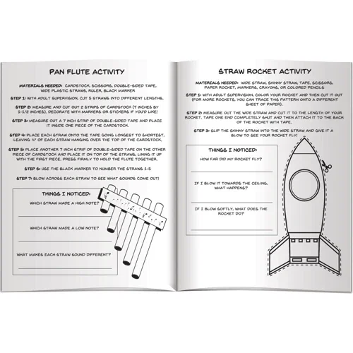 Fun with STEAM Education Coloring Book interior page featuring technology and engineering activities