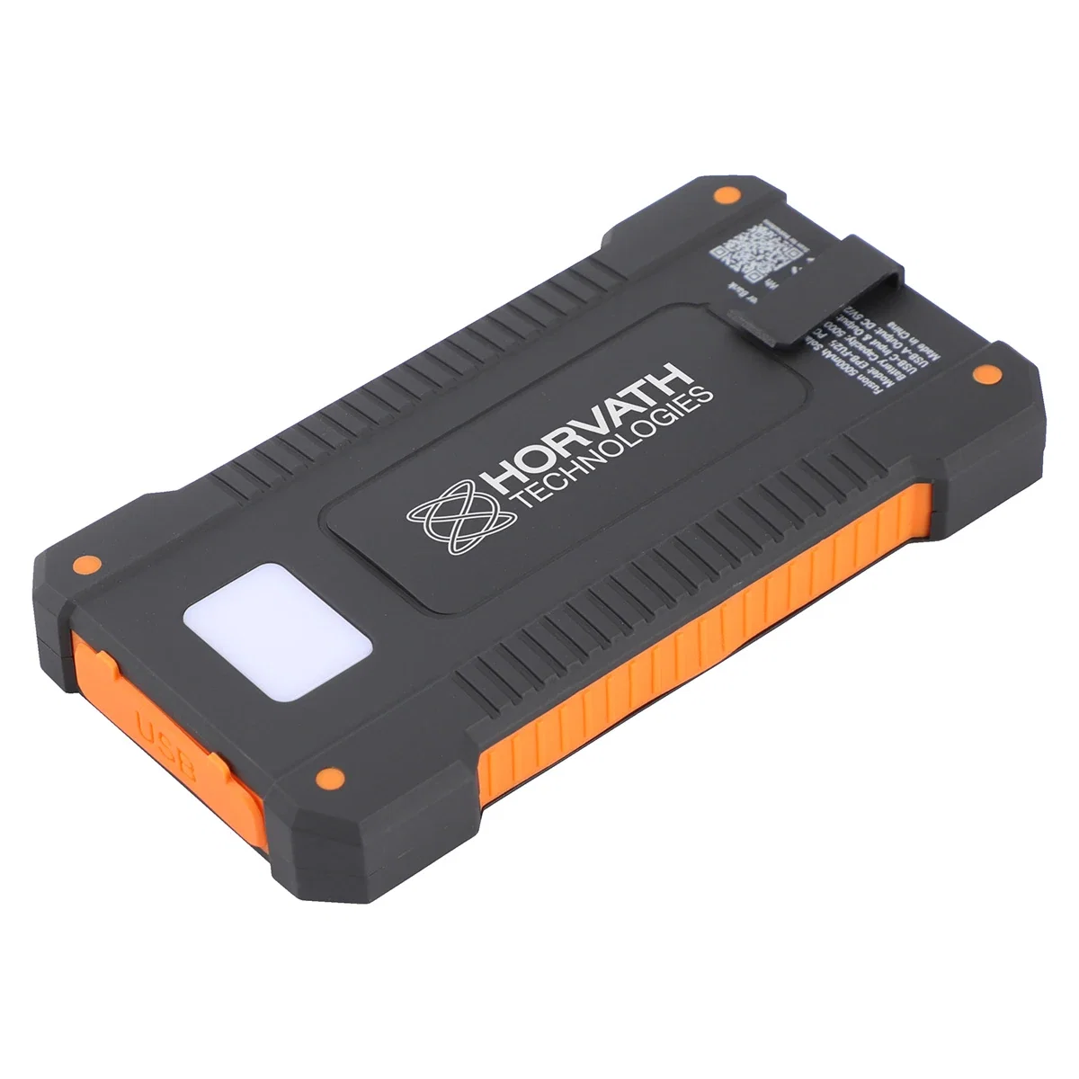 Side profile of the Fusion Power Bank highlighting the solar charging panel