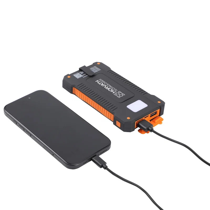 Angled view of the branded Fusion 5000mAh Power Bank