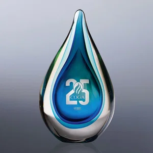 Clear-Base Fusion Art Glass Award, 6.75" x 3.25", Etched Imprint