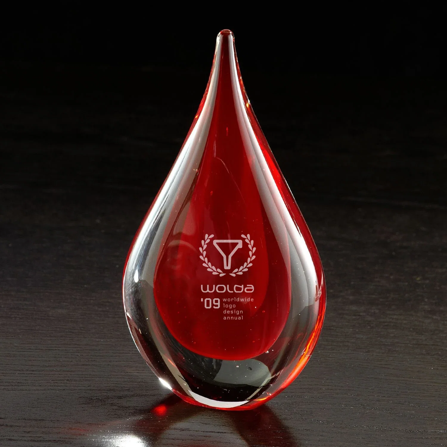Fusion Art Glass Award w/ Clear Base — Red — view 2