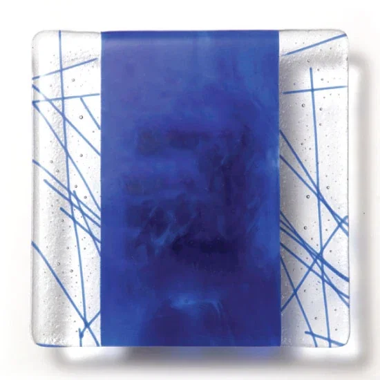 Custom Fused Art Glass Plaque With Transparent Wall-Blending Cutouts for safety achievement programs