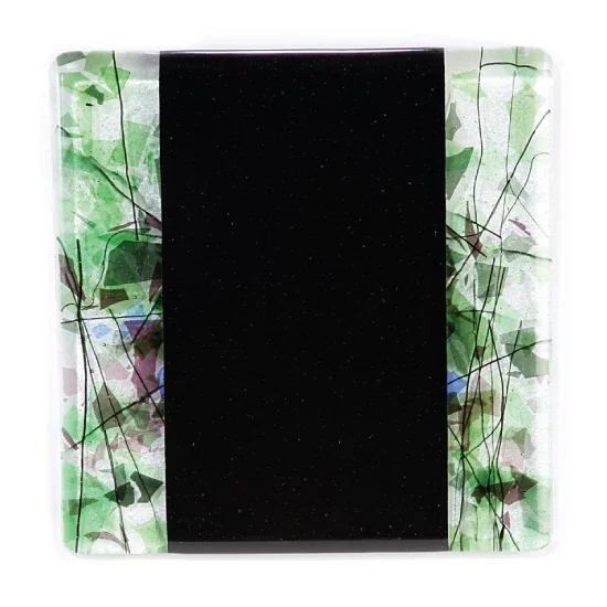 Custom Fused Art Glass Plaque With Transparent Wall-Blending Cutouts for dealer and partner awards