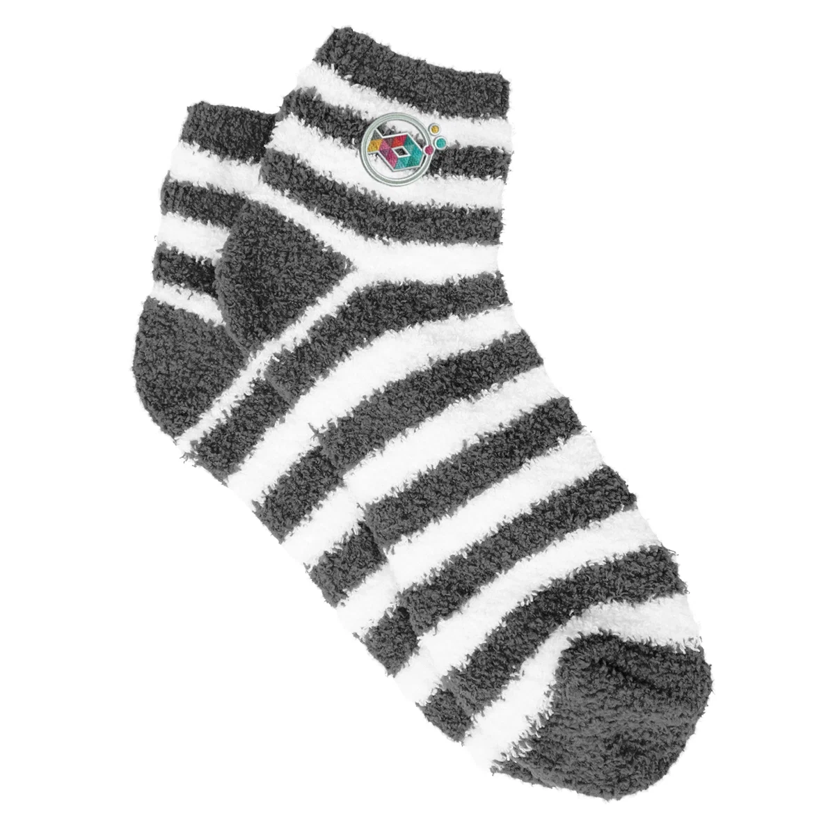 Stripe pattern detail across the fuzzy knit surface