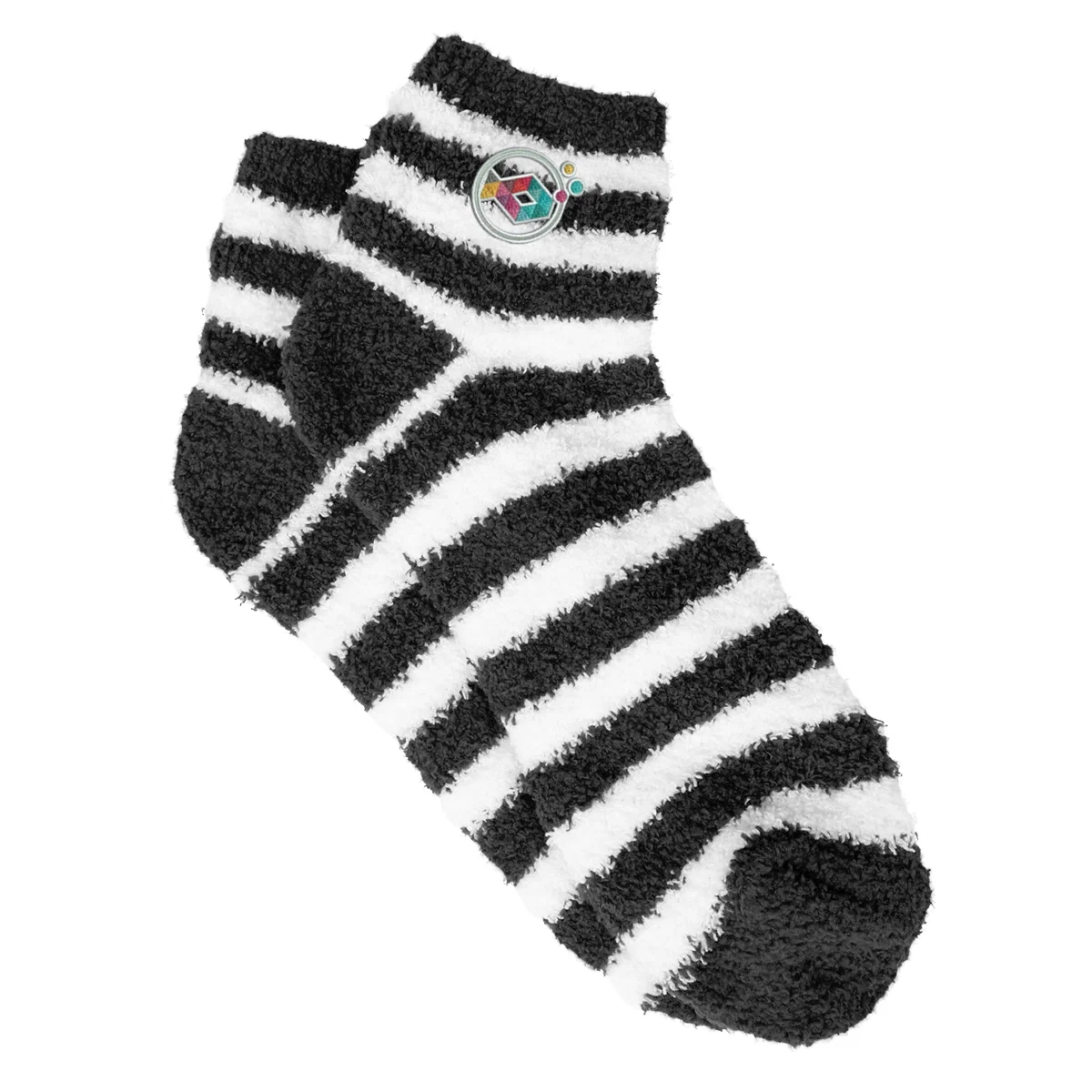 Cuff and heel seen from the side of one sock