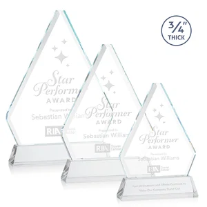 Starfire Crystal Diamond Award with Base Inscription on Tall Base