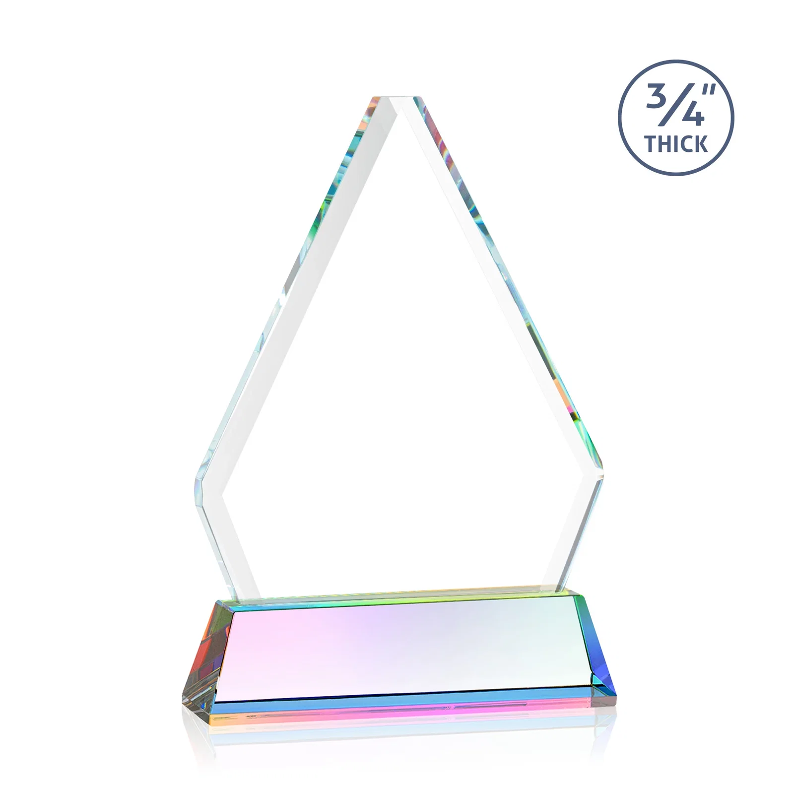 Personalized Starfire Crystal Diamond Award with Base Inscription on Tall Base, awards, with your logo for employee recognition
