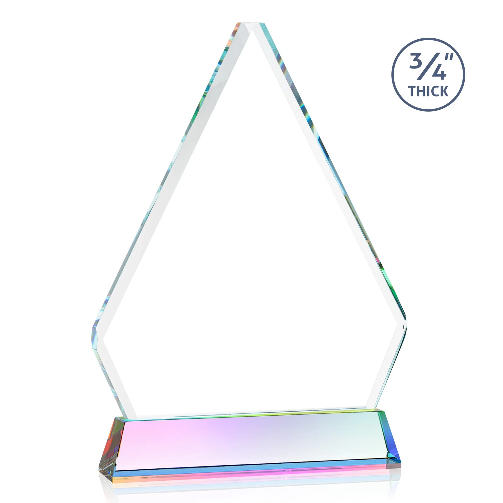 Personalized Starfire Crystal Diamond Award with Base Inscription on Tall Base, awards, with your logo for service anniversary gifts