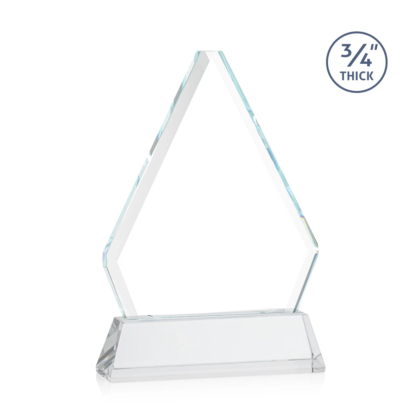 Custom engraved Starfire Crystal Diamond Award with Base Inscription on Tall Base, awards for employee recognition