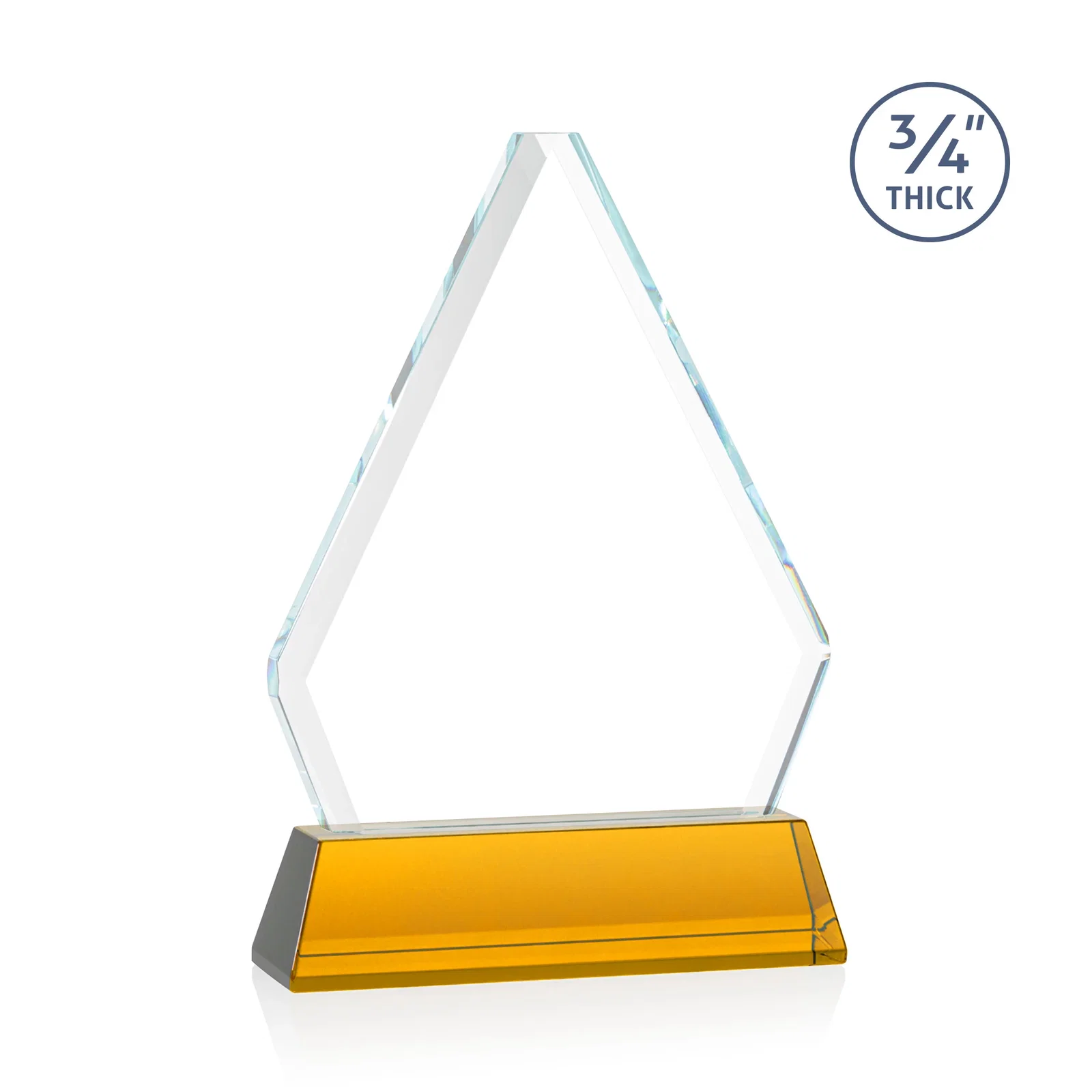 Custom engraved Starfire Crystal Diamond Award with Base Inscription on Tall Base, awards for sales achievement awards