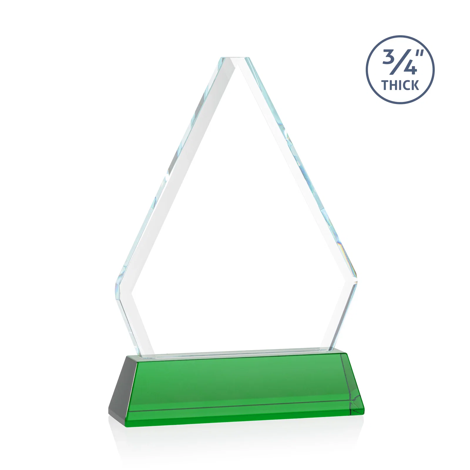Custom engraved Starfire Crystal Diamond Award with Base Inscription on Tall Base, awards for donor appreciation