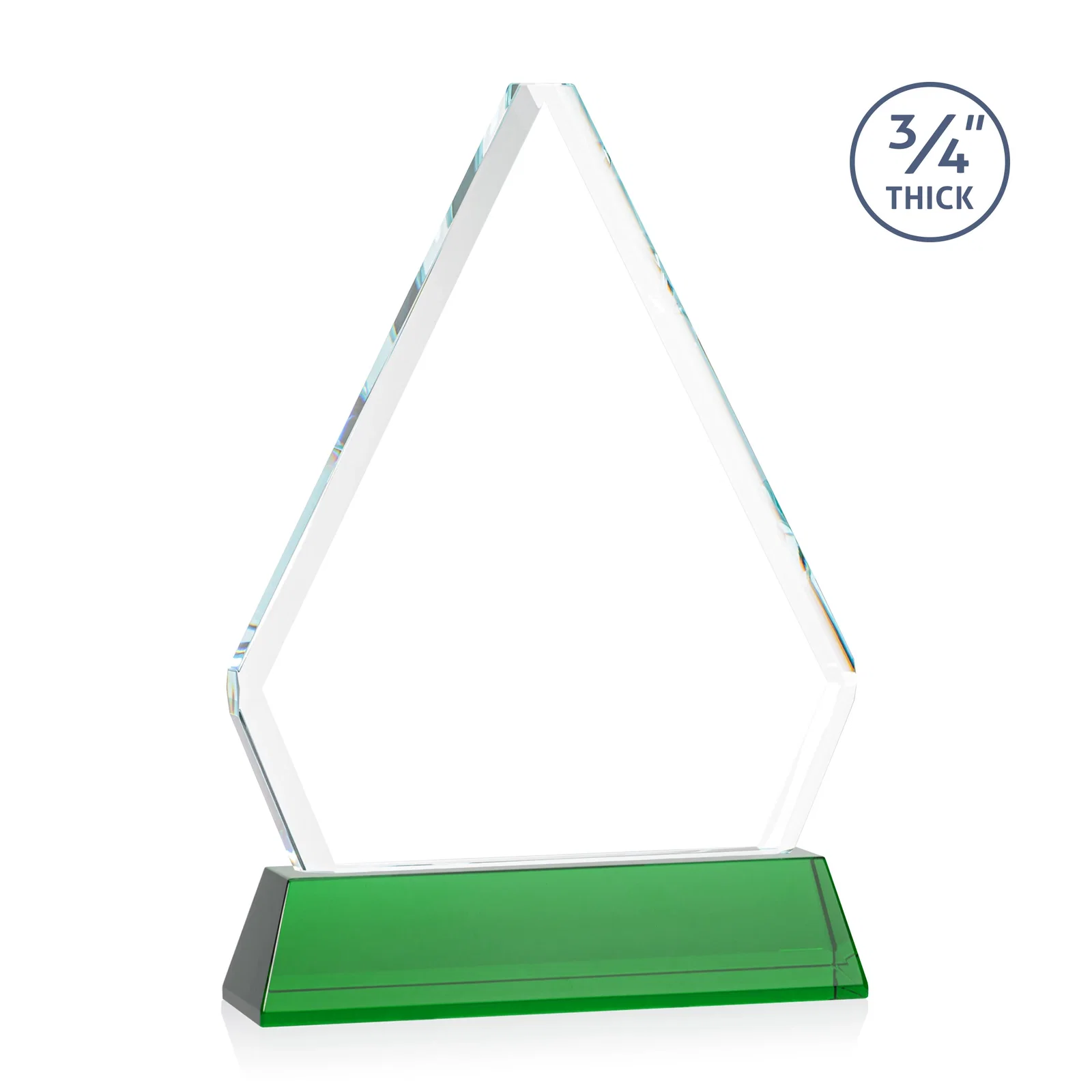 Custom engraved Starfire Crystal Diamond Award with Base Inscription on Tall Base, awards for graduation ceremonies
