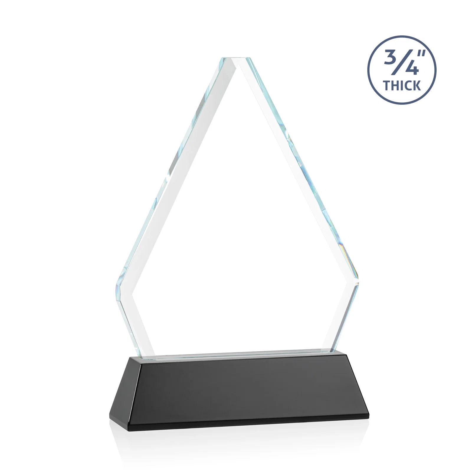 Custom engraved Starfire Crystal Diamond Award with Base Inscription on Tall Base, awards for volunteer appreciation