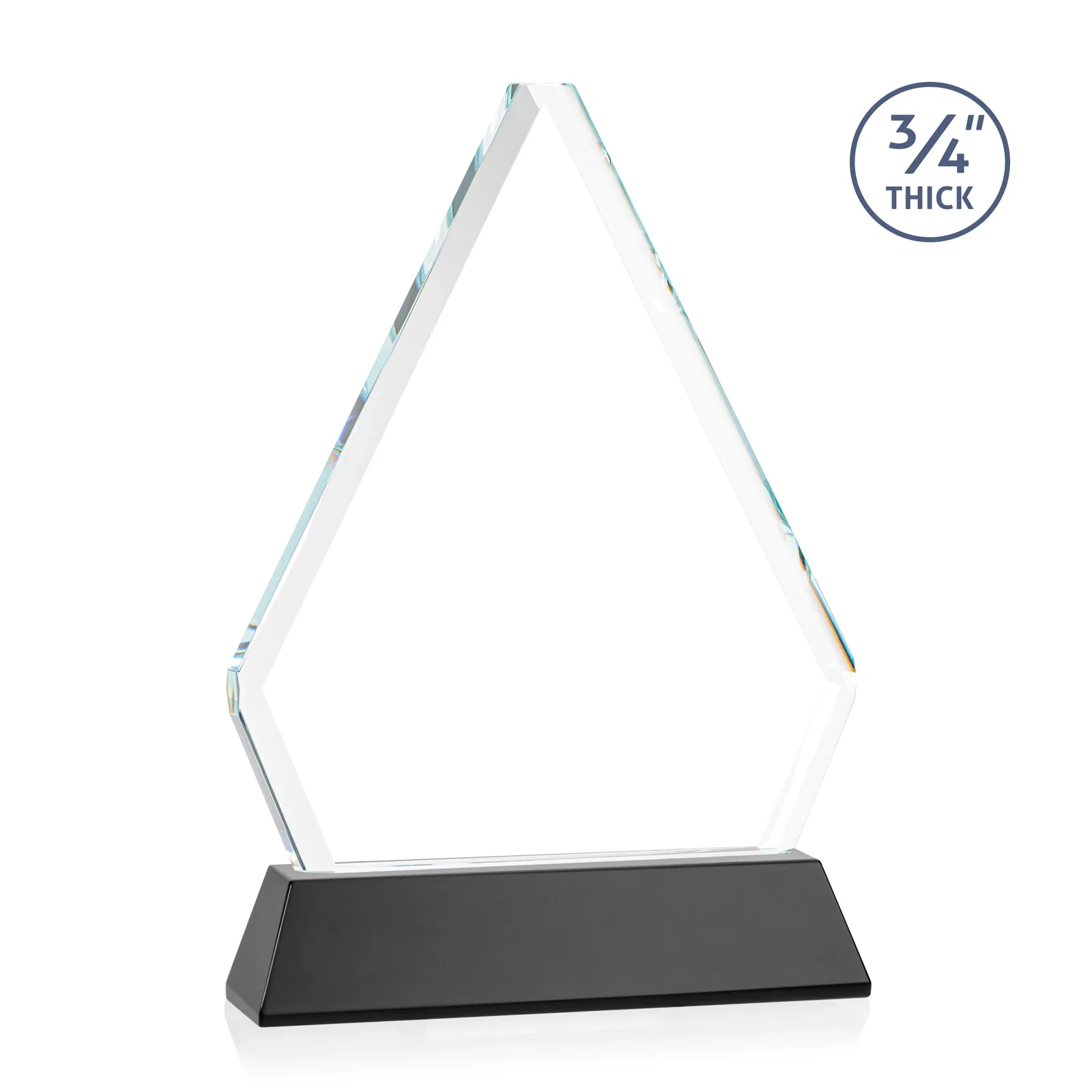 Custom engraved Starfire Crystal Diamond Award with Base Inscription on Tall Base, awards for dealer and partner awards