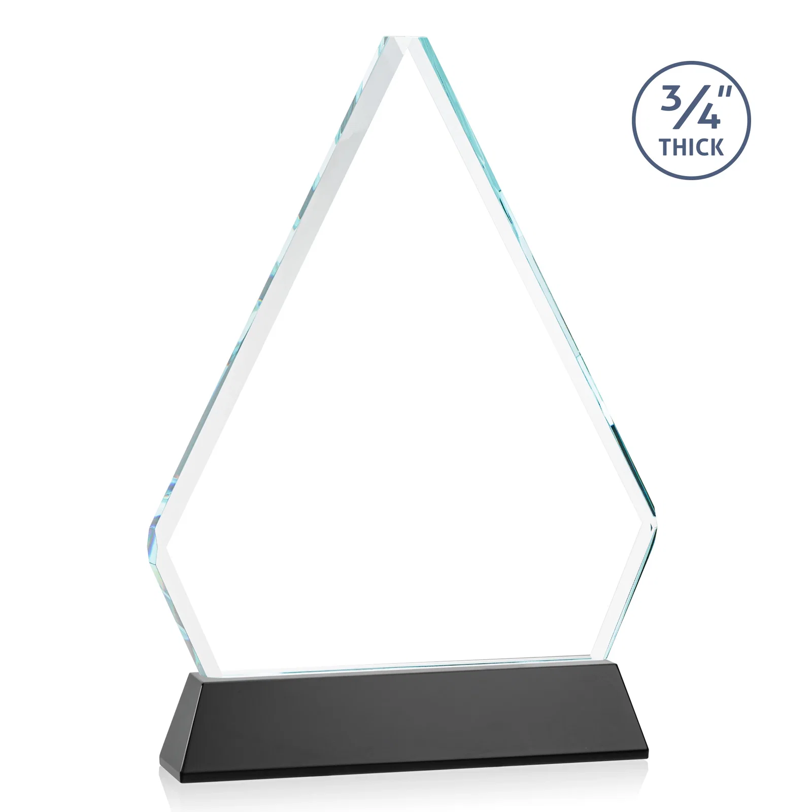 Custom engraved Starfire Crystal Diamond Award with Base Inscription on Tall Base, awards for company anniversary events