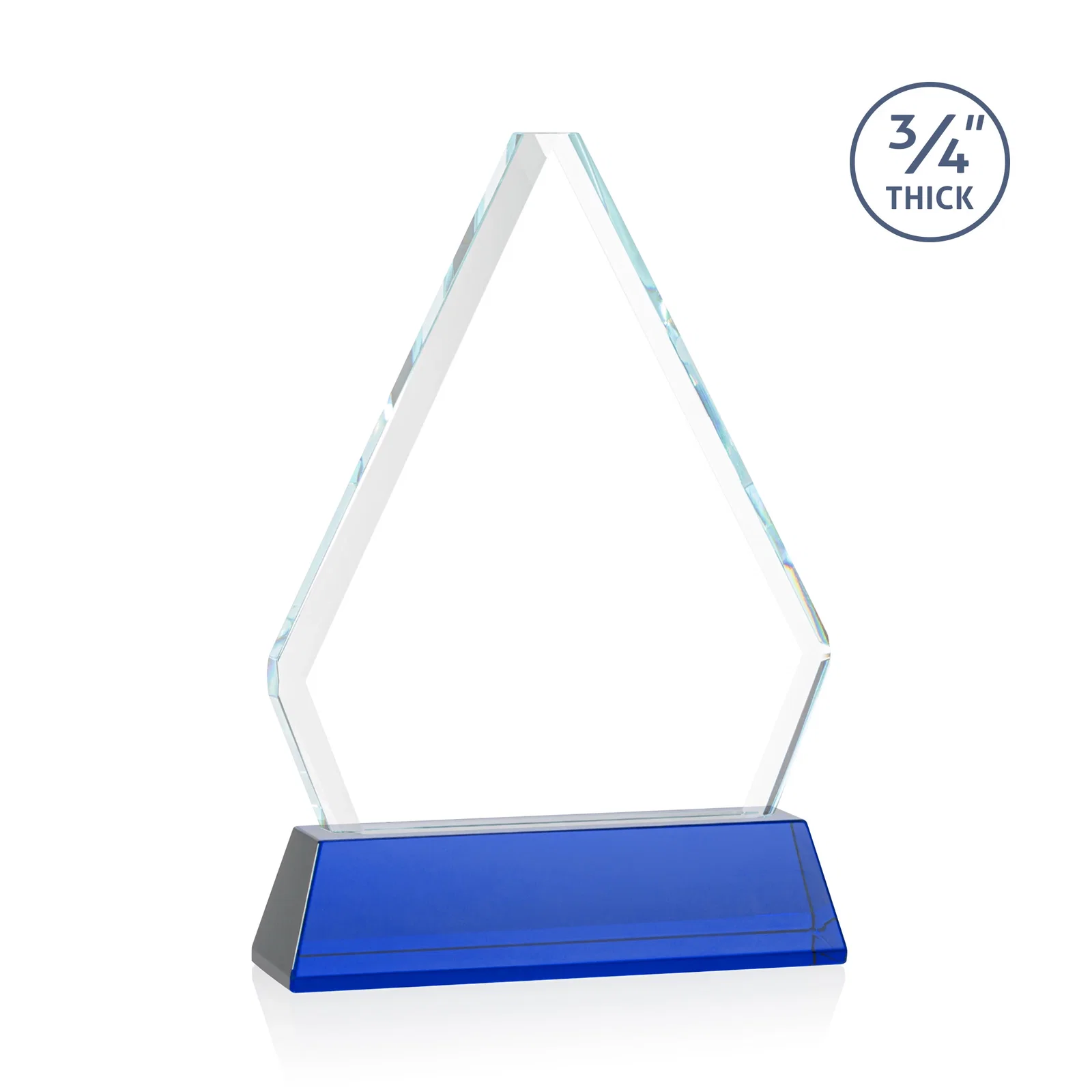 Custom Starfire Crystal Diamond Award with Base Inscription on Tall Base, awards, with your logo for employee recognition