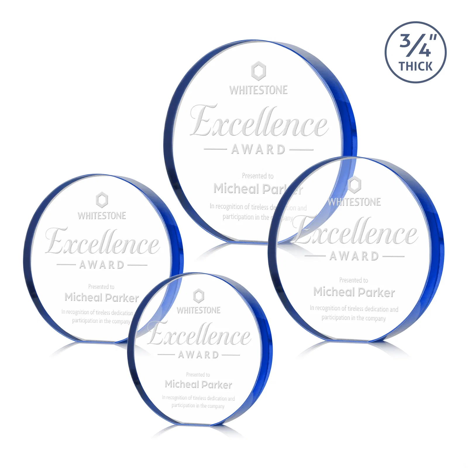 Promotional Starfire Crystal Round Award With a Full-Face Etch Panel, desk awards for corporate award ceremonies