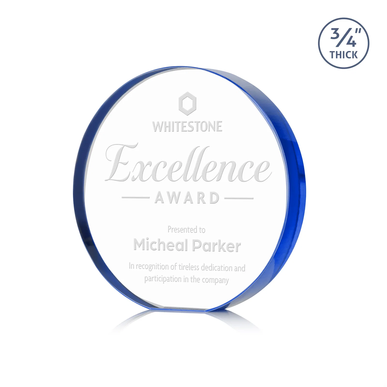 Promotional Starfire Crystal Round Award With a Full-Face Etch Panel, desk awards for service anniversary gifts