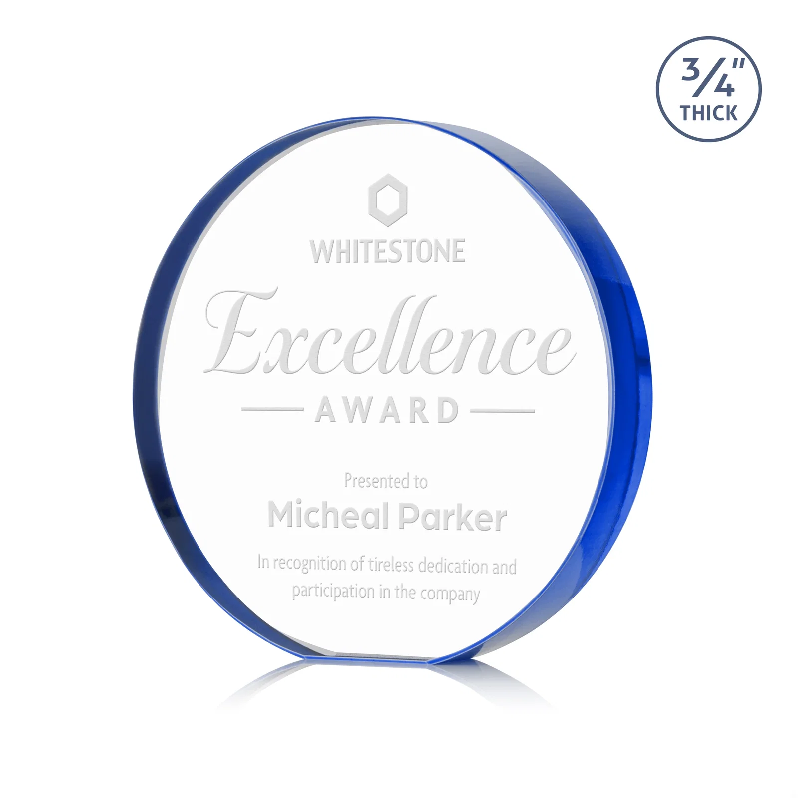 Promotional Starfire Crystal Round Award With a Full-Face Etch Panel, desk awards for sales achievement awards