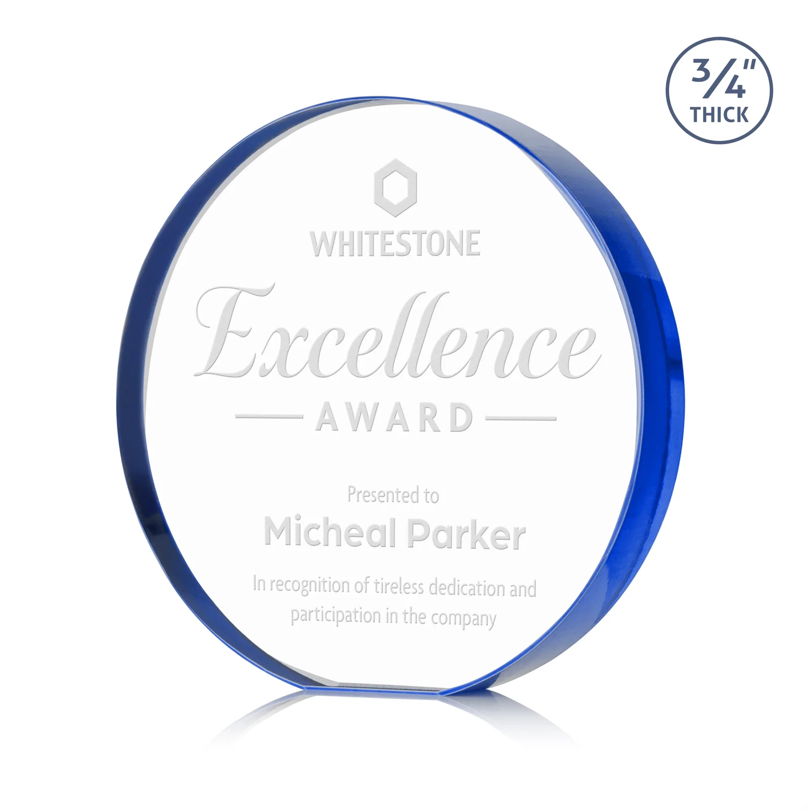 Promotional Starfire Crystal Round Award With a Full-Face Etch Panel, desk awards for retirement presentations