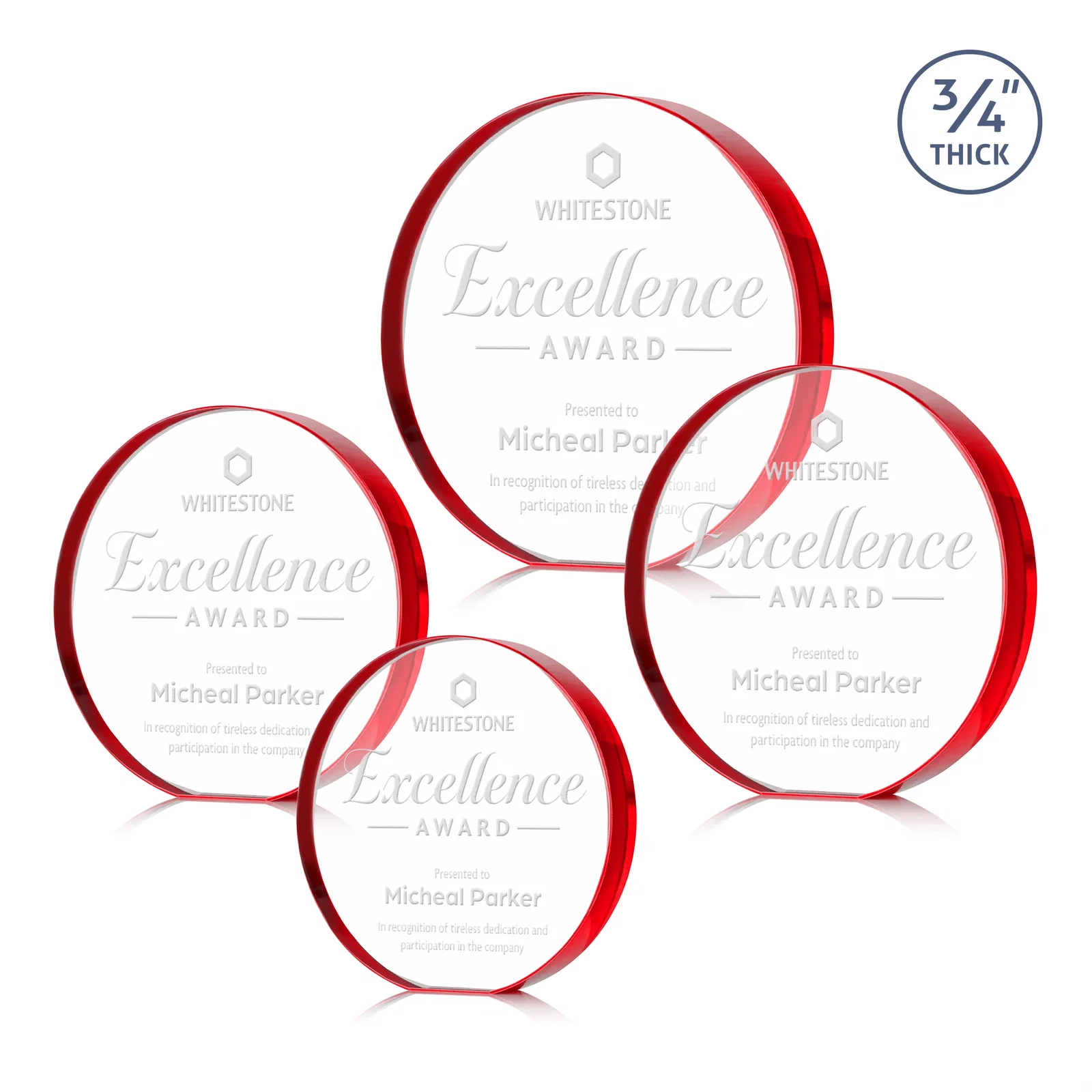 Promotional Starfire Crystal Round Award With a Full-Face Etch Panel, desk awards for graduation ceremonies