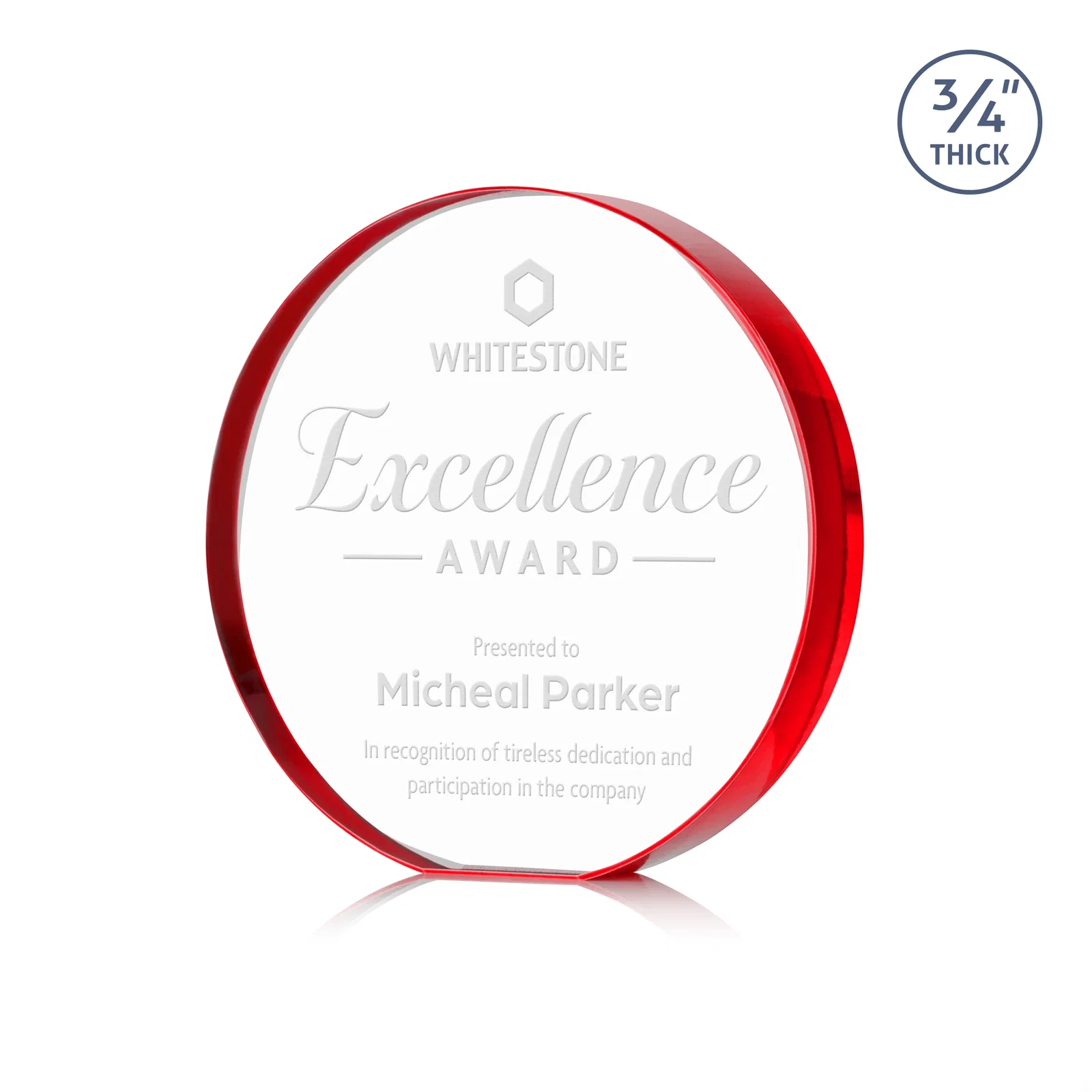 Promotional Starfire Crystal Round Award With a Full-Face Etch Panel, desk awards for safety achievement programs
