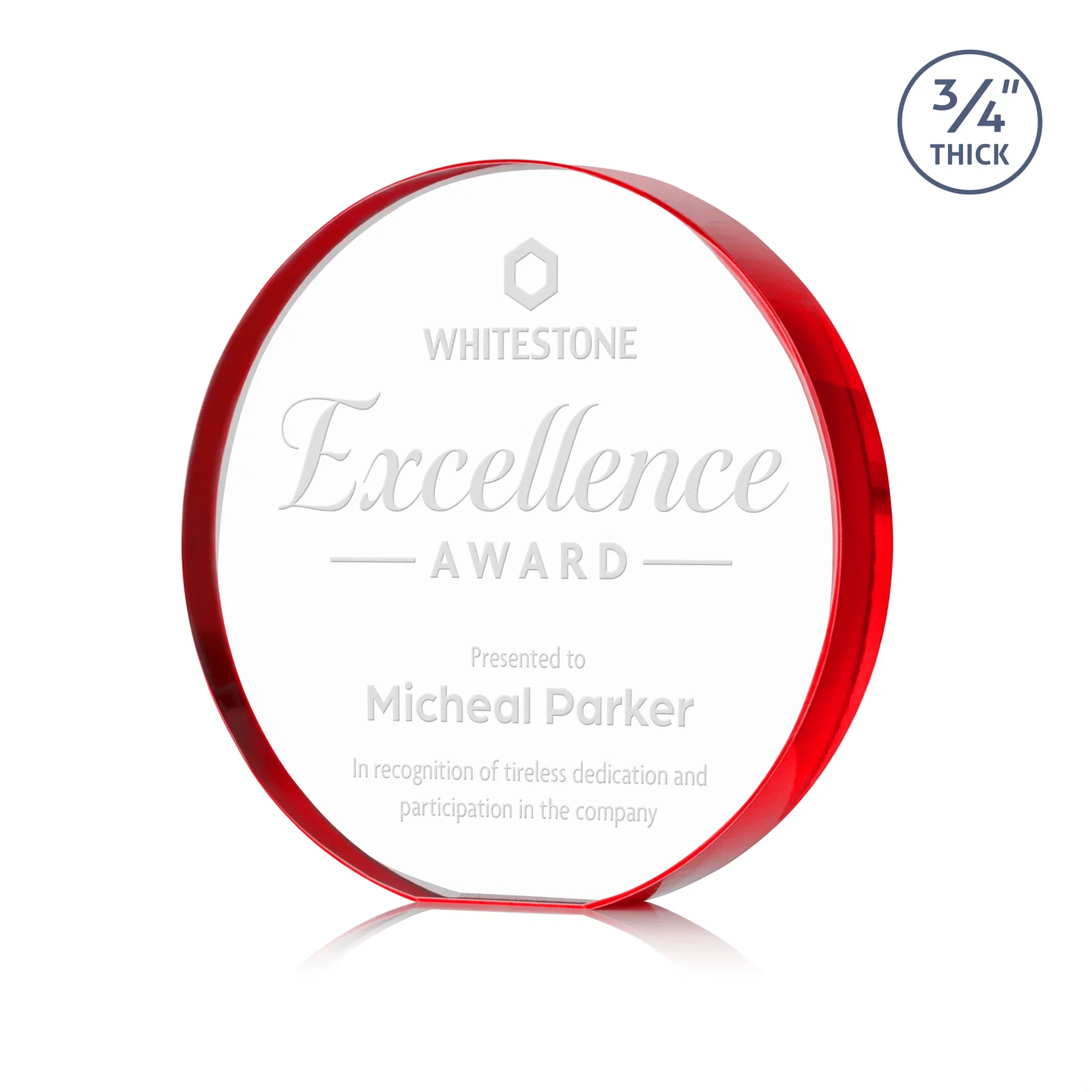 Promotional Starfire Crystal Round Award With a Full-Face Etch Panel, desk awards for volunteer appreciation