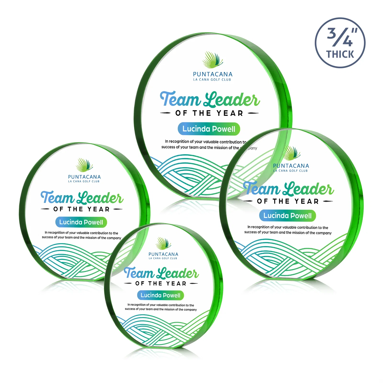 Branded Starfire Crystal Round Award With a Full-Face Etch Panel, desk awards for graduation ceremonies